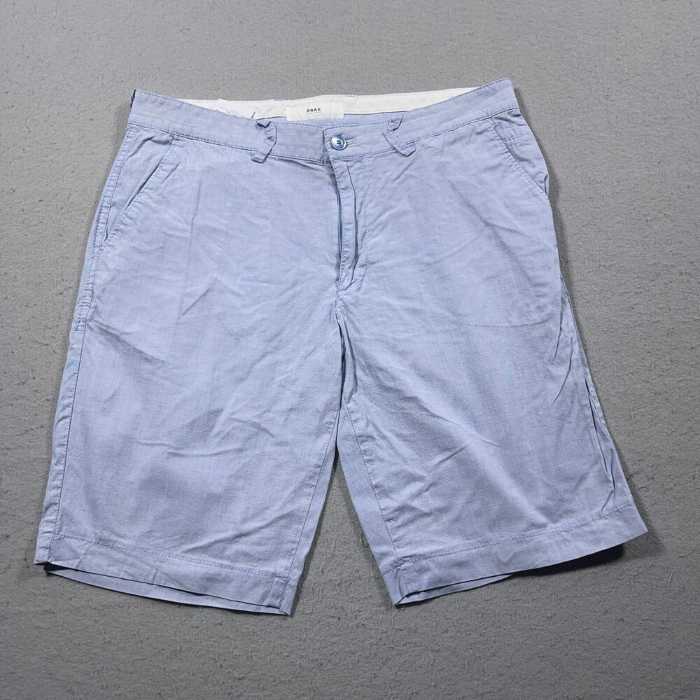 Brax Shorts Men 34 Light Blue Chino Flat‎ Front Summer Style Bellevill Casual